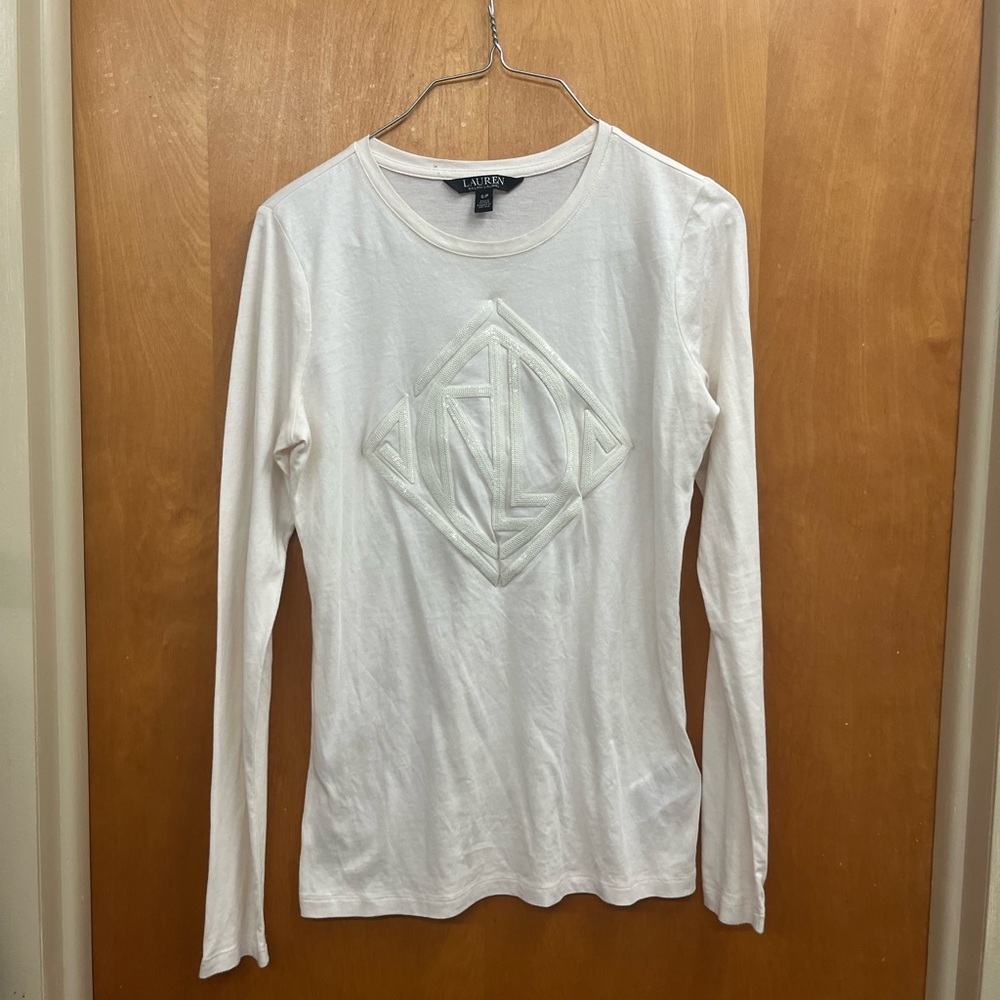 Lauren Ralph Lauren White Long Sleeve Logo Tee